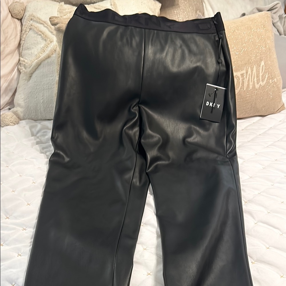 DKNY Black Leather Pants